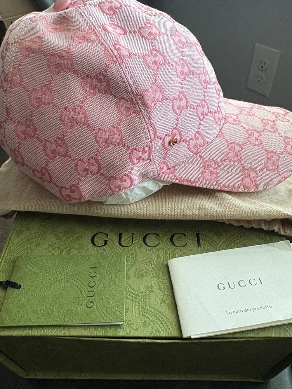 Gucci Pink GG Monogram Baseball Hat